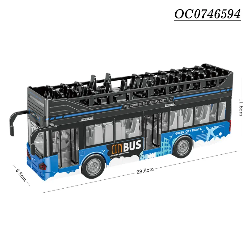 Wholesale Kids Plastic Children Friction Mini Bus Toy Scale Model with Light Sound