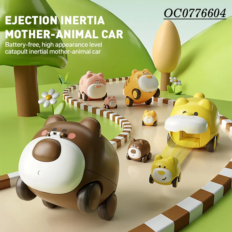 Wholesale 2PCS Cute Animal Friction Construction Plastic Mini Car Toy Set