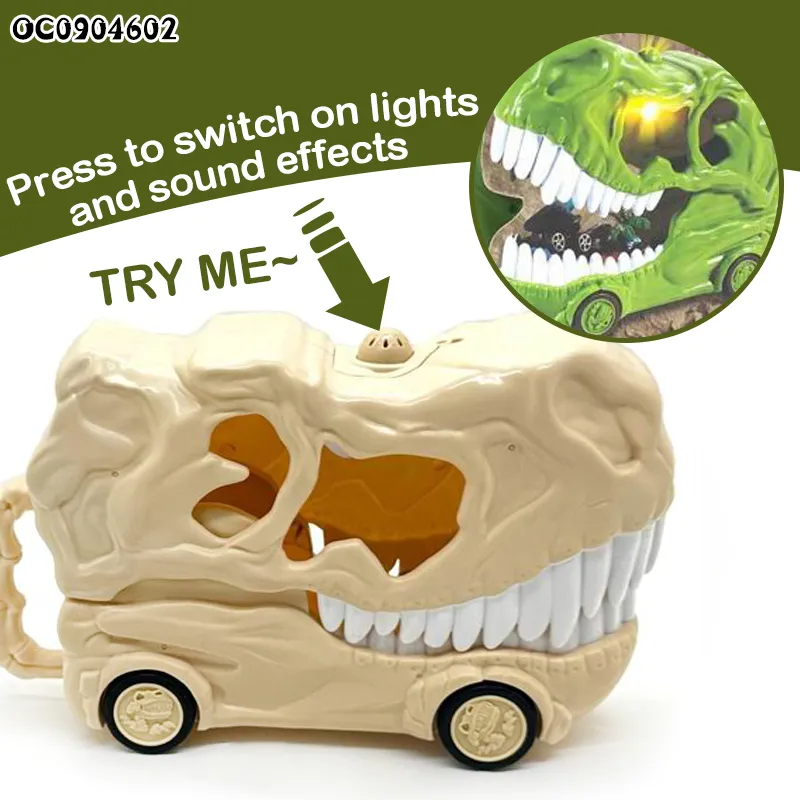 Wholesale Plastic Miniature Dinosaur Model Freewheel Toys Dinosaur Mini Cars Set for Children Kids with Light and Sound