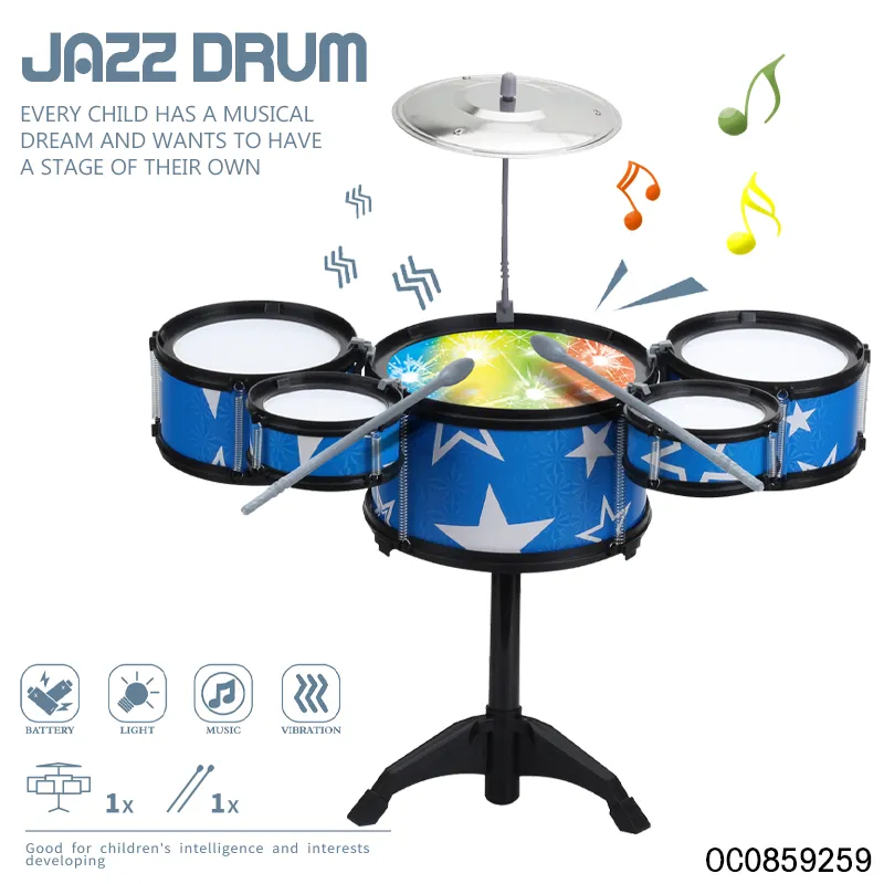 Wholesale Electronic Quality Hot Sale Plastic Music Instrumental Kid Toy Drum Set Children