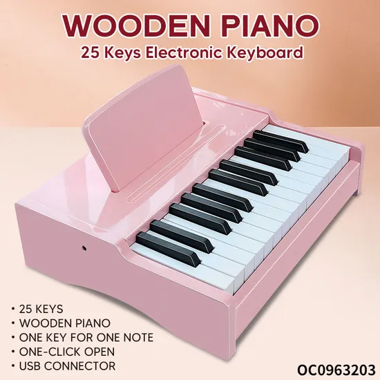 Wholesale Montessori Sensory Educational Children's 25 Keys Electronic Music Instrument Wooden Keyboard Piano