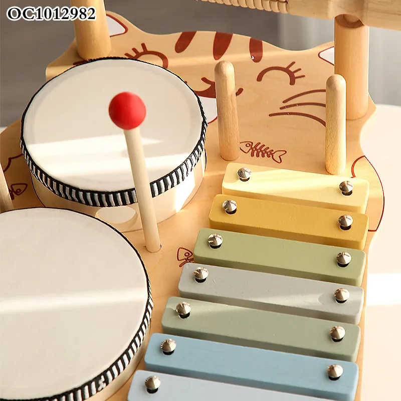 Wholesale Baby Education High Quality Keyboard Kids Wooden Sensory Musical Instrument Drum Toy