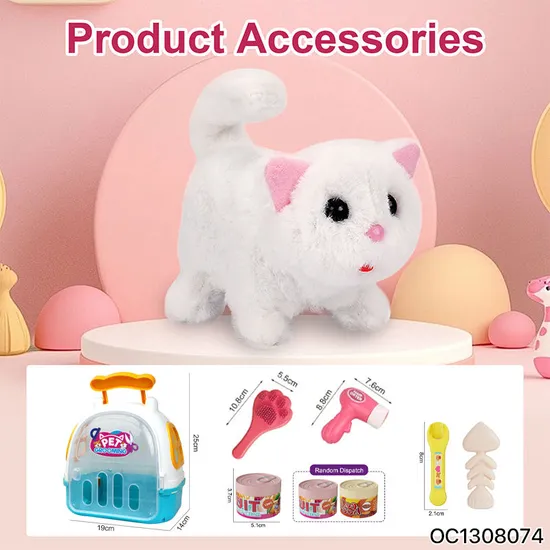 Wholesale Customized Plush Stuffed Animal Electric Walking Cat Battery Operated Plush Toy