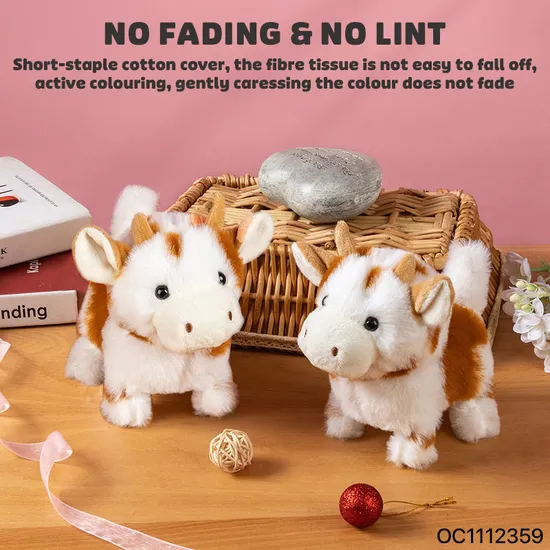 Wholesale Electronic Walking Plastic Animal Baby Stuffed Singing and Dancing Cow Custom Doll Toy
