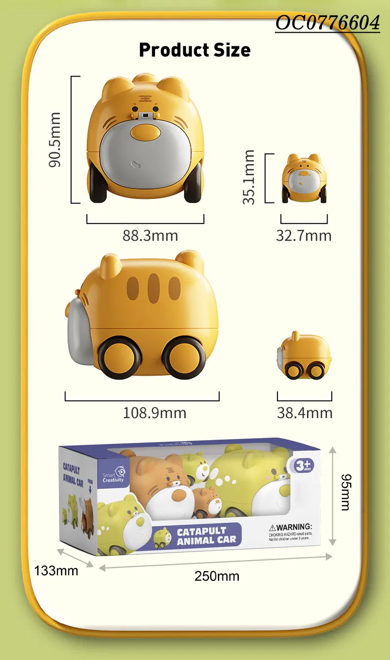 Wholesale 2PCS Cute Animal Friction Construction Plastic Mini Car Toy Set