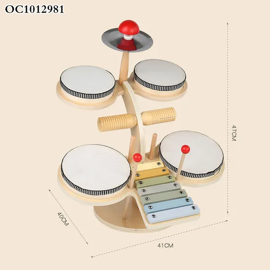 Wholesale Plastic Children Musical Baby Educational Montessori Musical Keyboard Instrument Wooden Toy Drum