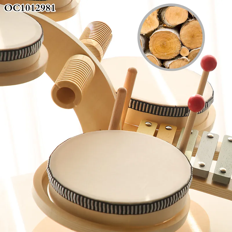 Wholesale Plastic Children Musical Baby Educational Montessori Musical Keyboard Instrument Wooden Toy Drum