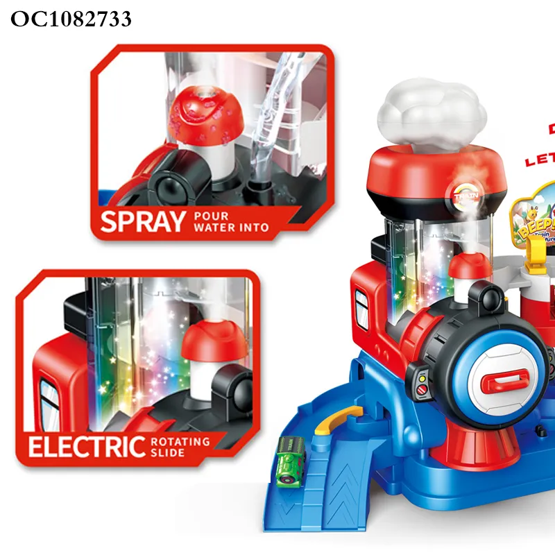 Wholesale 3 Alloy Trains Baby Plastic Racing Electric Track Kids Metel Toy Car Set with Light up and Music
