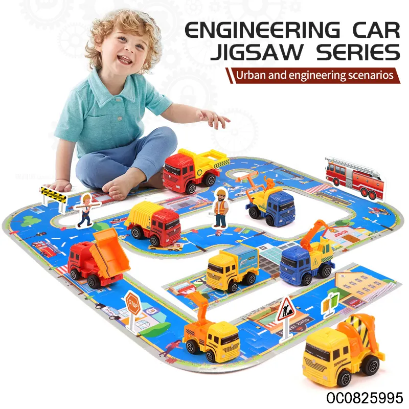 Wholesale Children's Educational Track Kids Car Toy Play Set Pull Back Engineering Truck Toys Set