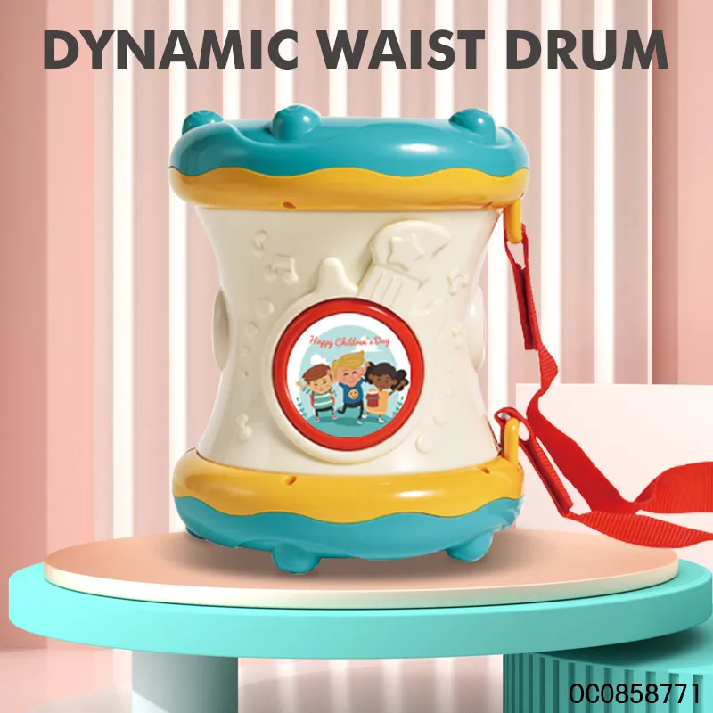 Wholesale Plastic Children Baby Happy Musical Instrument Hand Drum with Light