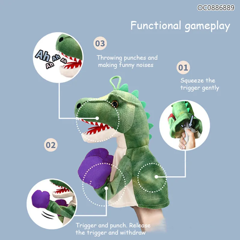 Wholesale Children Plush Dinosaur Animal Hand Puppet Toy with Sound for Kids