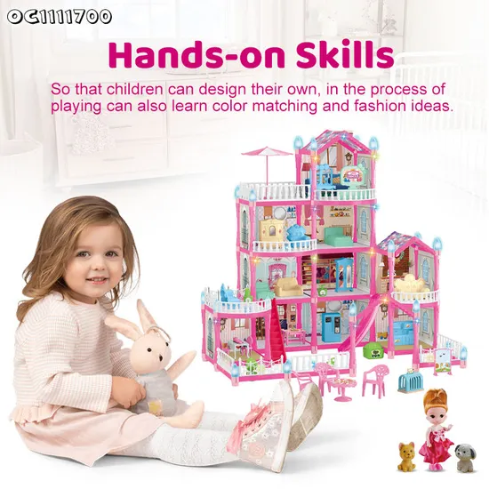 Wholesale Baby Pink Girls Room Doll House Furniture Living Plastic Children House Play Room Gifts Set for Children