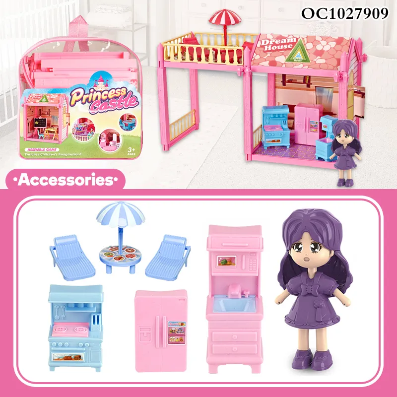 Wholesale DIY Plastic Miniature Doll House Kitchen Miniatures Dream Dollhouse for Girls Pretend