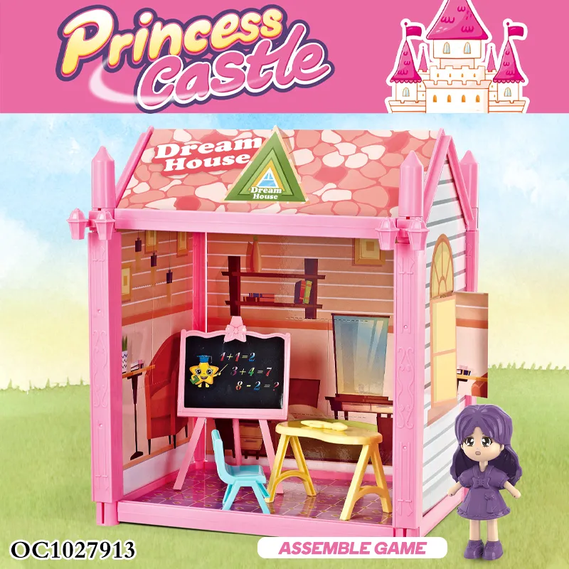 DIY Plastic Play Miniature Castle Christmas Big Doll House for Girls Pretend Play Baby Doll Set