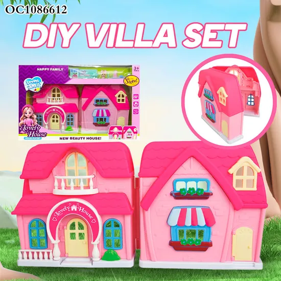 Wholesale Portable Preschool DIY Miniature Children Small Plastic Toys Fold up Mini Doll House
