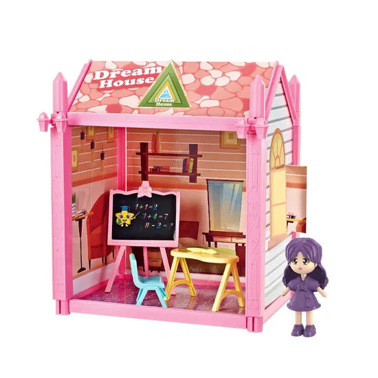 DIY Plastic Play Miniature Castle Christmas Big Doll House for Girls Pretend Play Baby Doll Set
