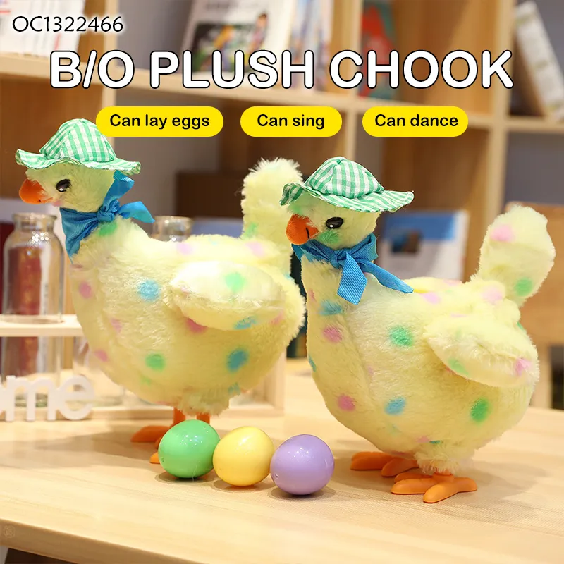 Wholesale Electronic Funny Creative Cute Chicken Walking Plush Egg Hen Animals Custom Battery Operated Plush Toys