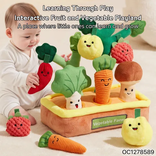 Wholesale Stuffed Baby Early Educational Soft Baby Soft Plush Vegetable and Fruit Sensory Toys