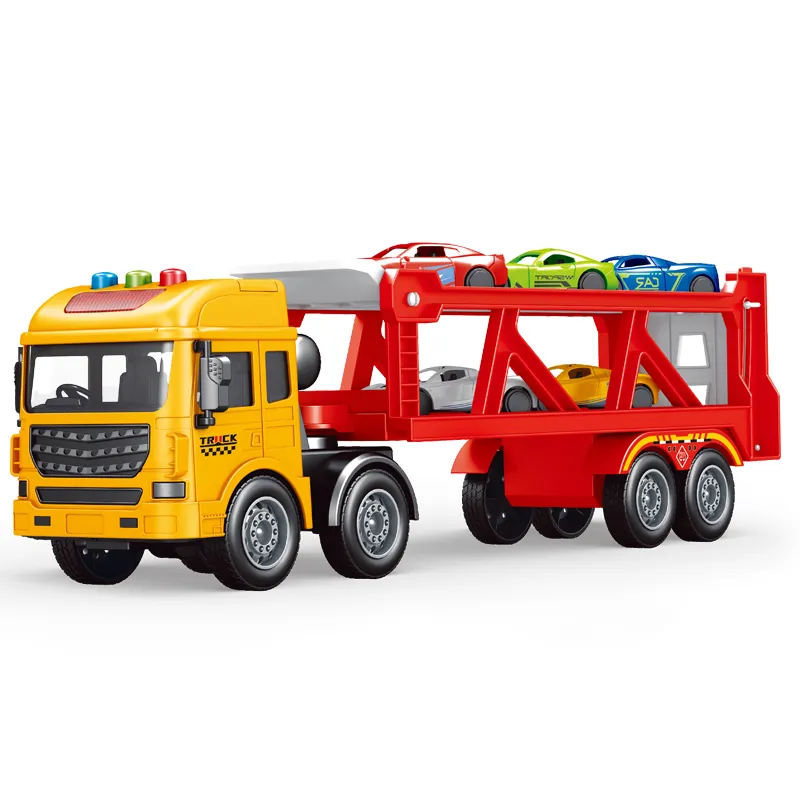 Wholesale Construction Friction Car Transporter Car Truck Toy Car Set for Kids with Light Sound