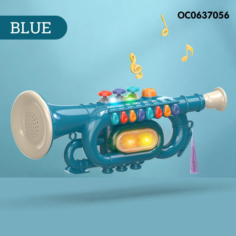 Wholesale Intellectual Plastic Musical Educational Toys Trumpet Instrument Electronic Horn for Kids