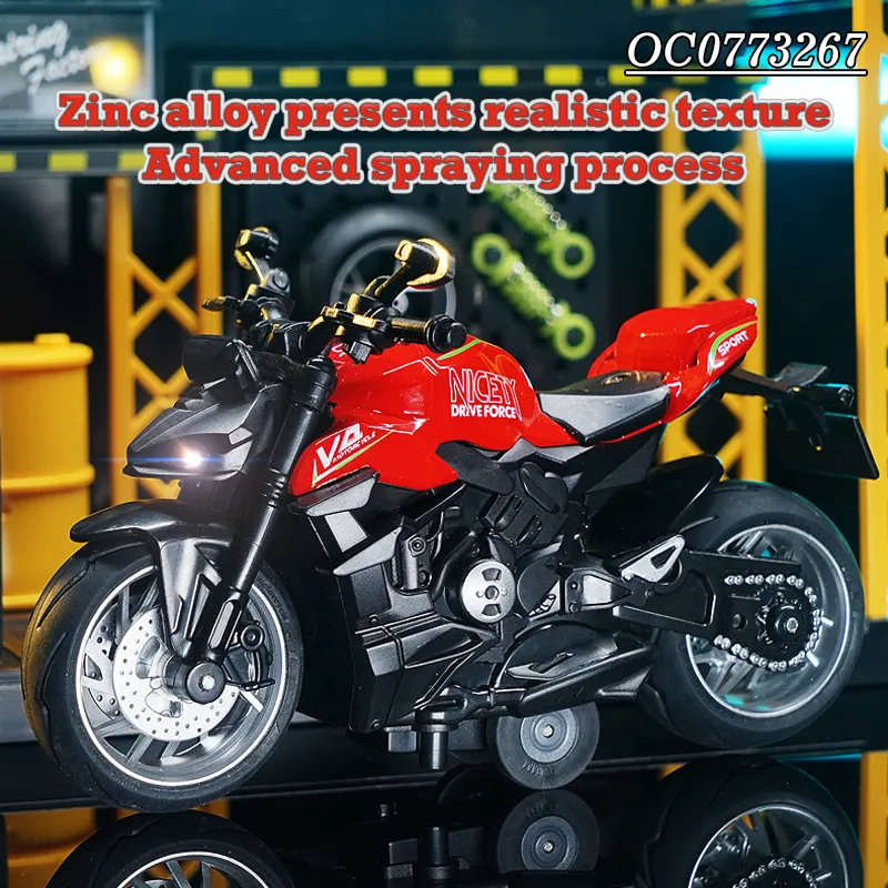 Wholesale Diecast Car 1: 12 Classical Vintage Miniature Metal Die Cast Motorcycle Toys for Kids with Light Music