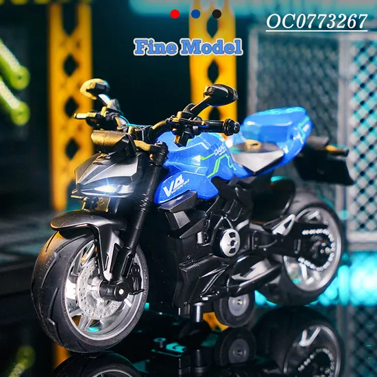 Wholesale Diecast Car 1: 12 Classical Vintage Miniature Metal Die Cast Motorcycle Toys for Kids with Light Music