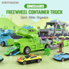Wholesale Diecast Foldable Trucks Dinosaur Racing Rail Car Funny Track Alloy Car PVC Dinosaur Toys Set
