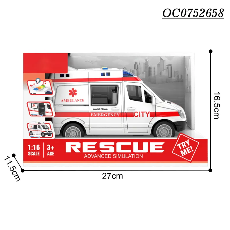 Wholesale Plastic Children Friction Ambulance Vehicle Truck Kids Car Toy with Sound Light