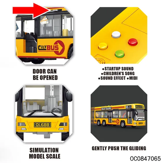 Wholesale Children Friction Miniature Bus Baby Car Toy Model with Sound Light
