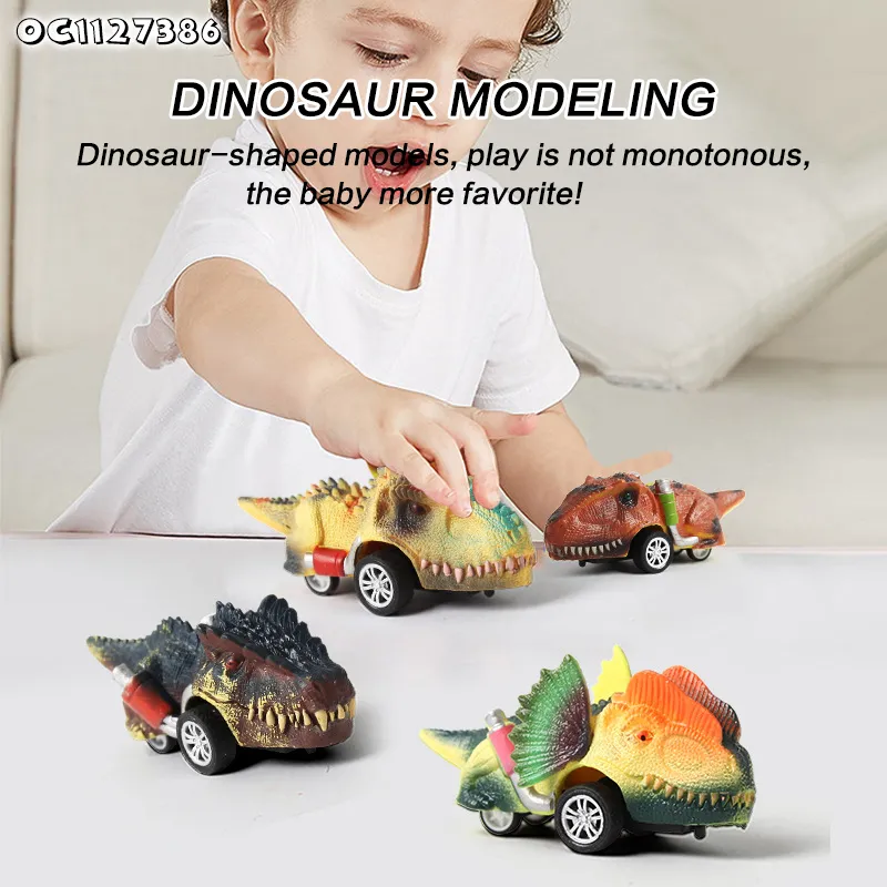 Wholesale Dinosaur Model Mini Pull Back Animal Car Plastic Cheap Small Toy Set