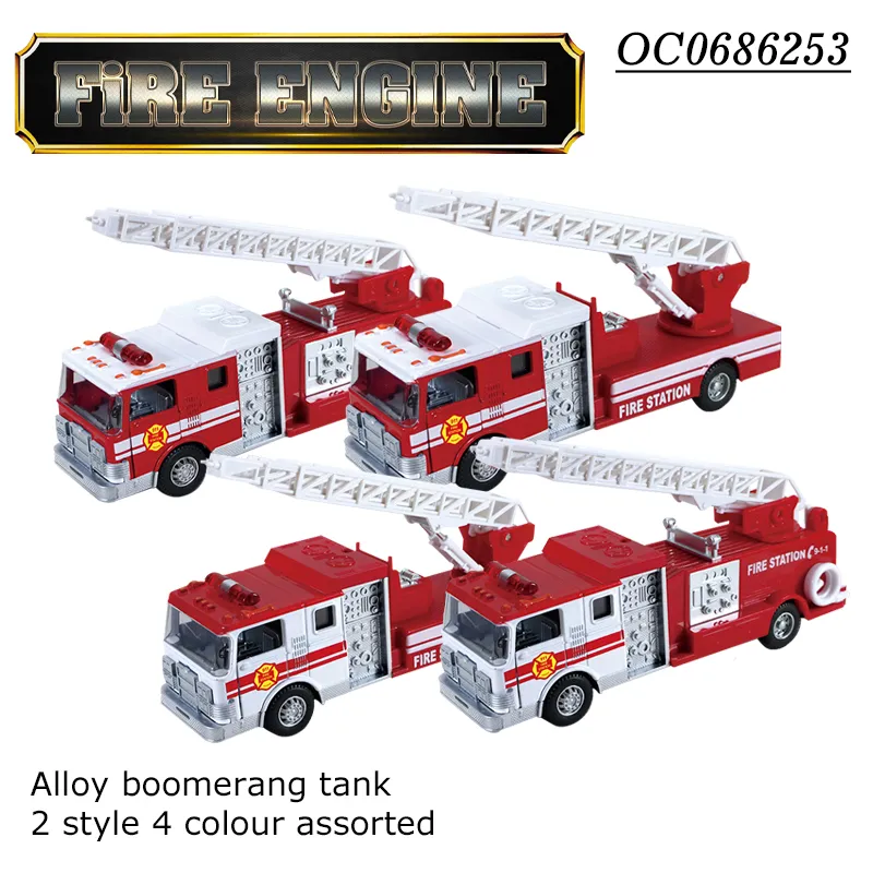 Friction Toy Vehicle Diecast Fire Fighting Truck Rescue Toy with Light Sound
