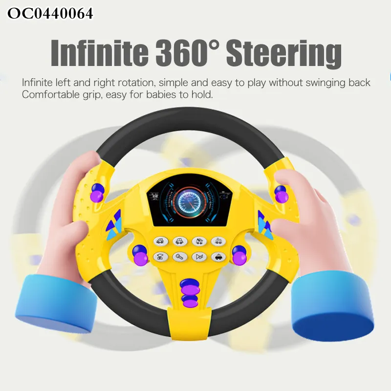 Children Educational Interactive Battery Operated Babies Games Montessori Music Steering Wheel Driving Plastic Toy