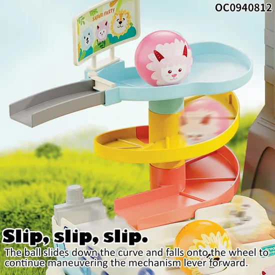 Ball Track Hand Eye Coordination Training Brain Adventure Games Toys for Infant with Tower Crane Toy