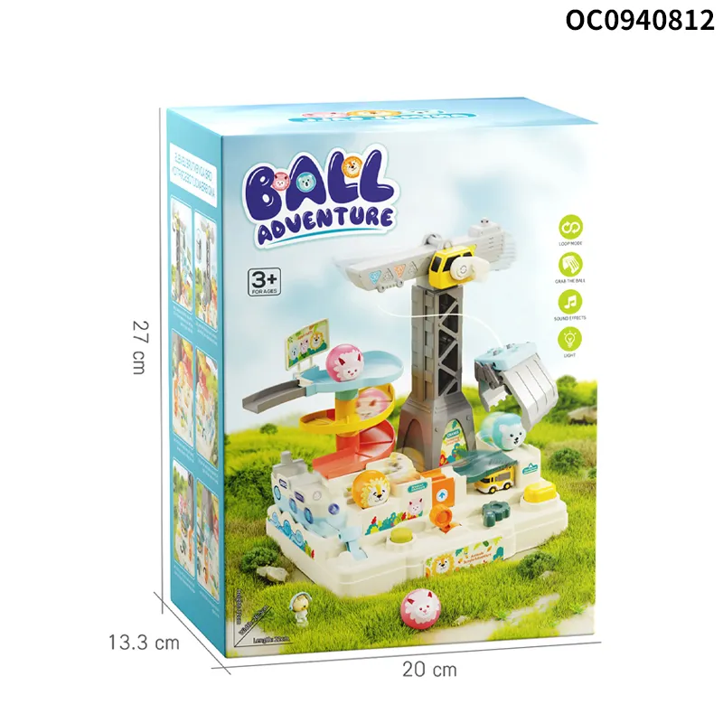 Ball Track Hand Eye Coordination Training Brain Adventure Games Toys for Infant with Tower Crane Toy
