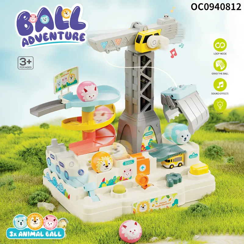 Ball Track Hand Eye Coordination Training Brain Adventure Games Toys for Infant with Tower Crane Toy
