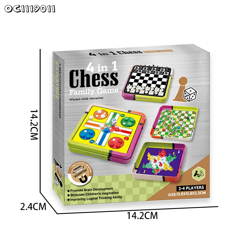 Wholesale Family Funny 4 In1 Educational Chess Board Magnetic Chess Board Games for Kids