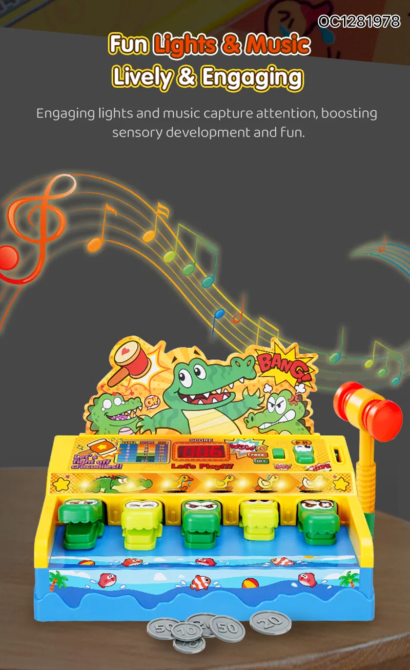 Wholesale Children Montessori Interactive Kid Electric Game Whack a Mole Board Game Hammer Toy with Light