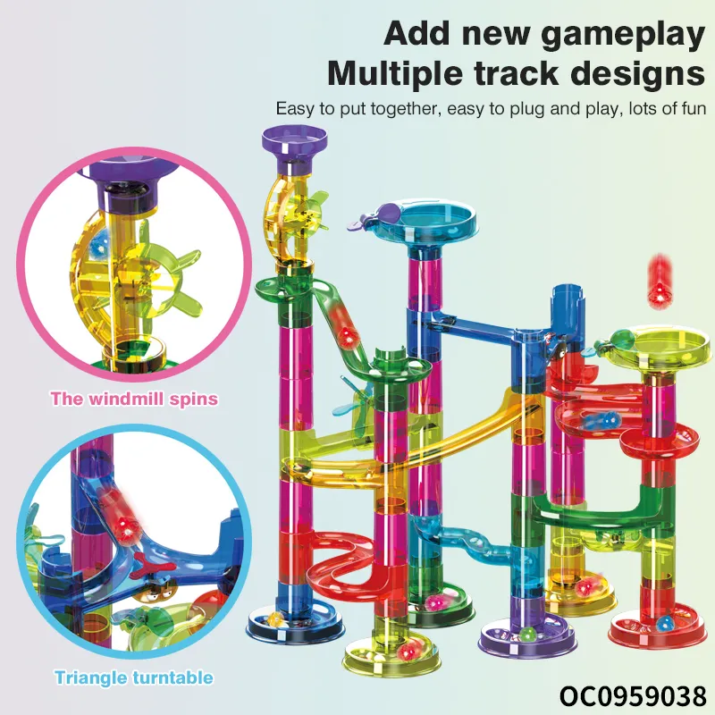 Flashing Slide Ball Track Transparent Big Building Block Marble Run Toy for Kids