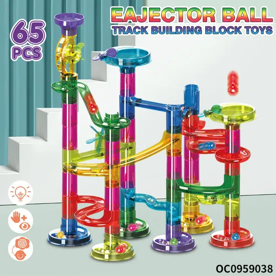Flashing Slide Ball Track Transparent Big Building Block Marble Run Toy for Kids