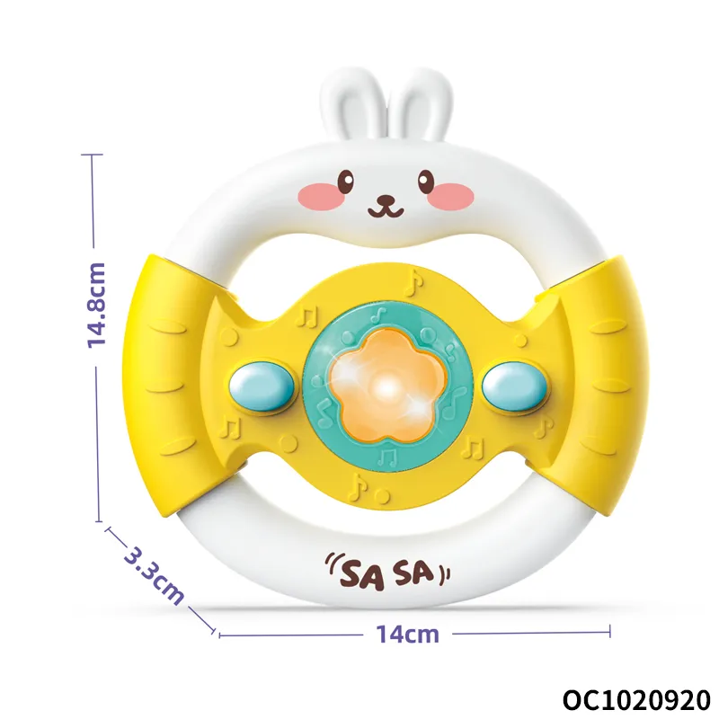 Cartoon Interesting Children Educational Rabbit Driving Car Plastic Musical Baby Steering Wheel Toy for Kids