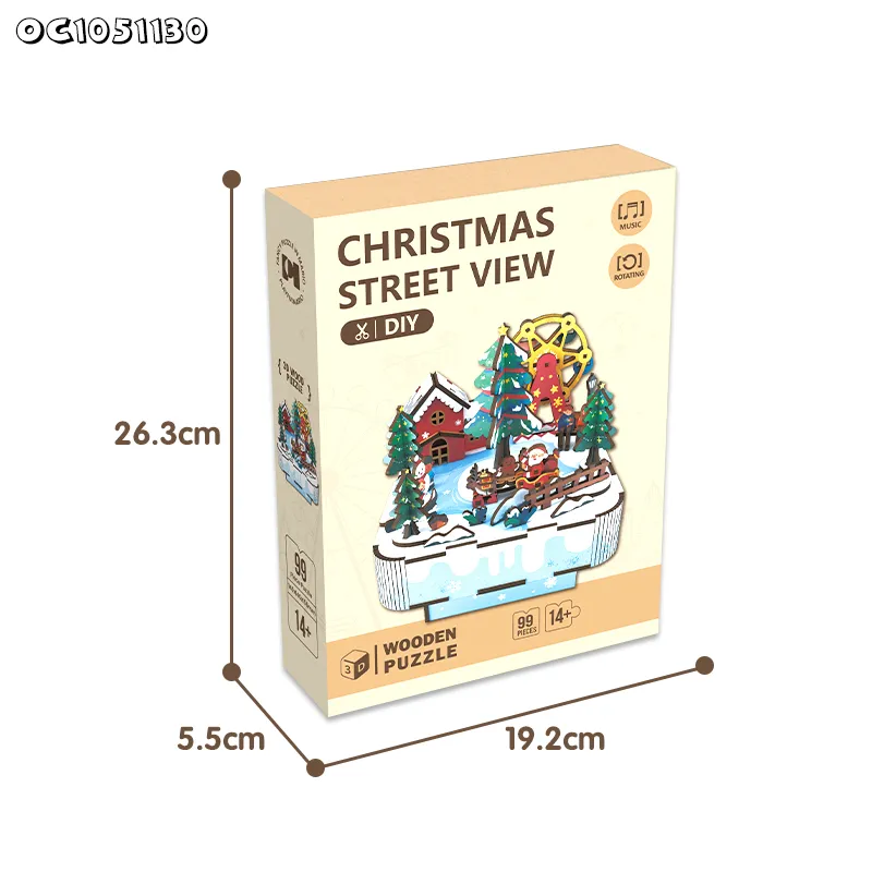99PCS Educational Games DIY Toys Electronic Christmas Tree Musical Box 3D Wooden Jigsaw Puzzle Board Toy for Adults and Kids