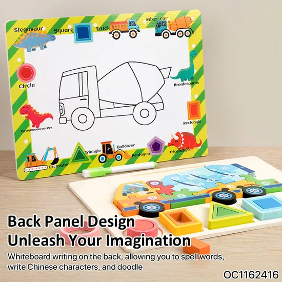 Kindergarten Toy Montessori Early Education Family Wooden Dinosaur Activity Wall Jigsaw Puzzle Game Busy Board Toy