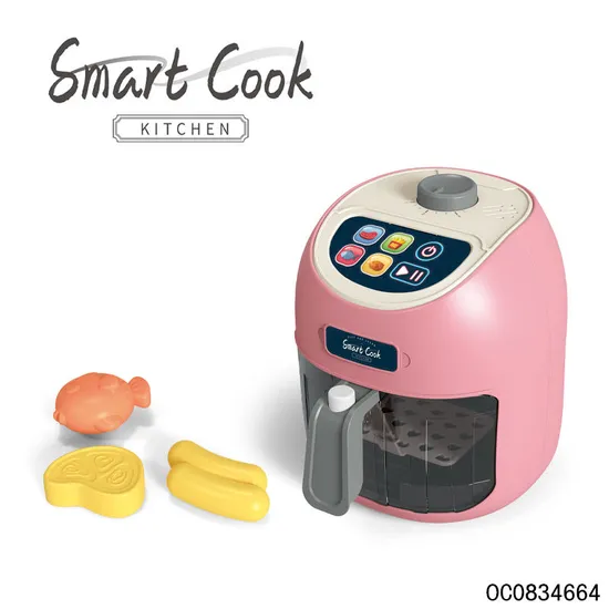 Wholesale Pink Plastic Kitchen Electric Battery Operated Air Fryer Children's Plastic Kitchen Toy for Kids