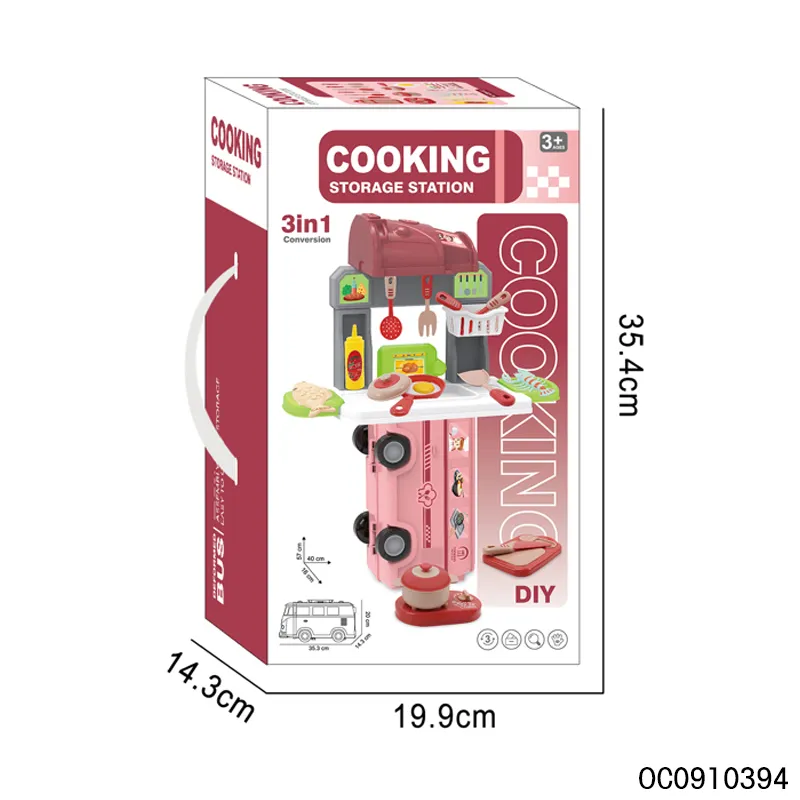Wholesale Children's Plastic Pretend Role-Play Pink Kitchen Food Toys for Kids