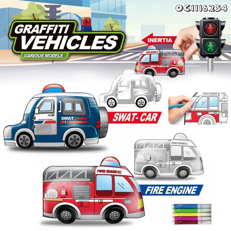 Montessori Wholesale Traffic Theme Art Sets Kid Painting Set Model Coloring Educational Popular DIY Toys