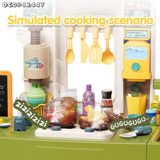 Wholesale Educational Pretend Role Play Set Simulation Tableware Cooking Water Spray Large Children's Plastic Kitchen Toy