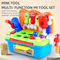 Multi-Accessories Fun Children Kids Pretend Play Construction Table Game Educational Mechanical Tool Box Set with Light Sound