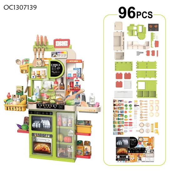 Wholesale Girls Pretend Play Sink Spray Children's Plastic Kitchen Play Set Electric Cooking Foods Toys