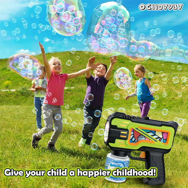 Kids Wholesale Outdoor Toys Structures Popular Automatic Space Soap Bubble Machine Gun Toys with Light and Bubble Water