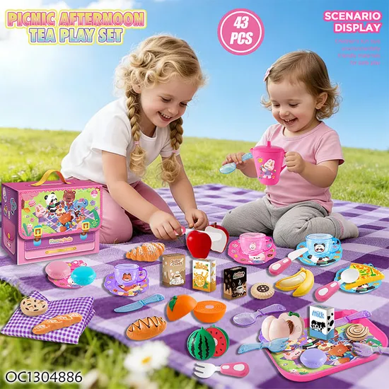 Wholesale Kids Party Pretend Play Food Kitchen Afternoon Tea Tableware Gift Toy Plastic Children House Play Set for Wholesale